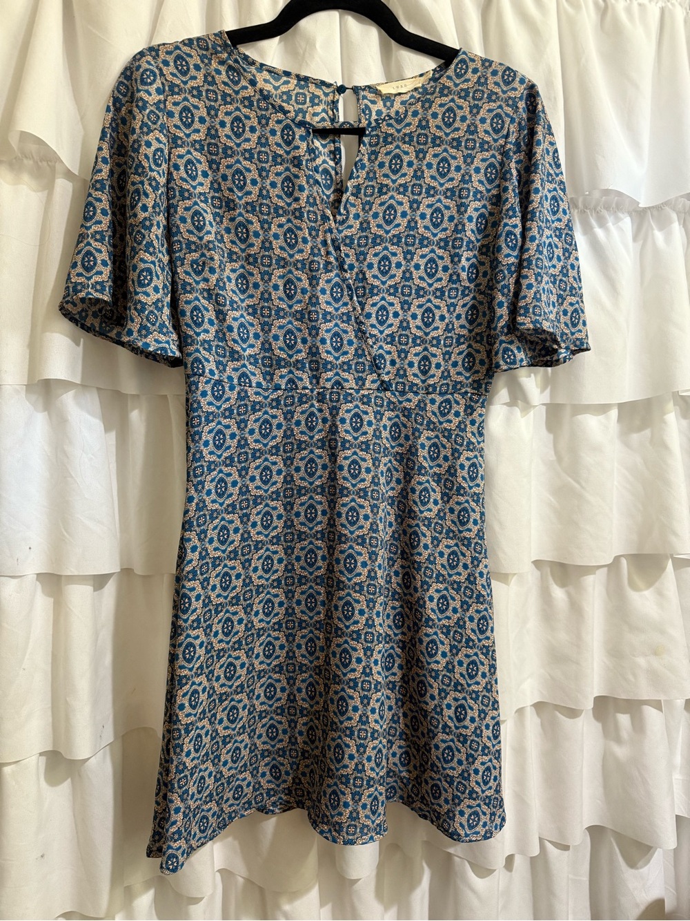 Lush Blue Patterned Short Mini Dress